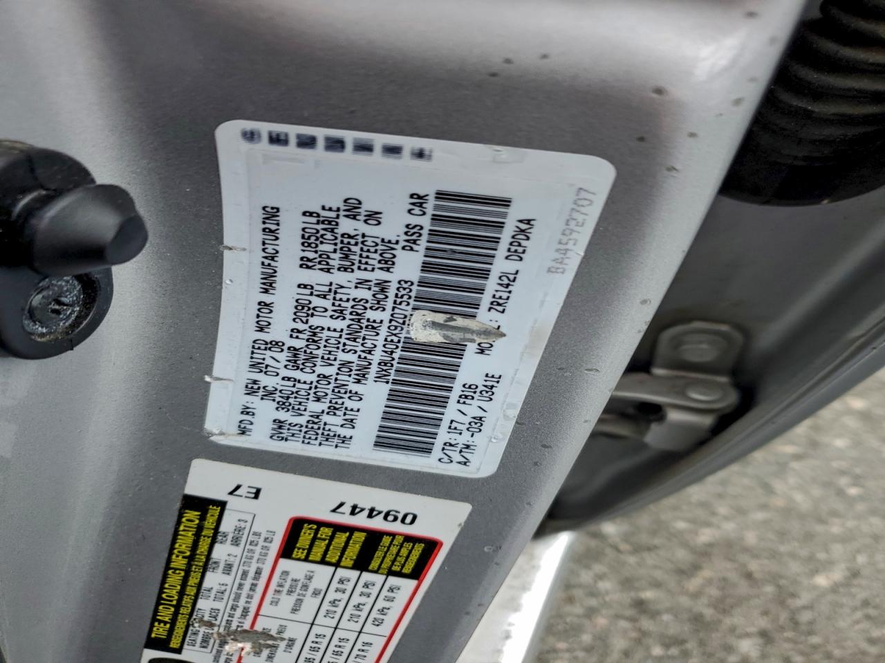 2009 Toyota Corolla Base VIN: 1NXBU40EX9Z075533 Lot: 93237905