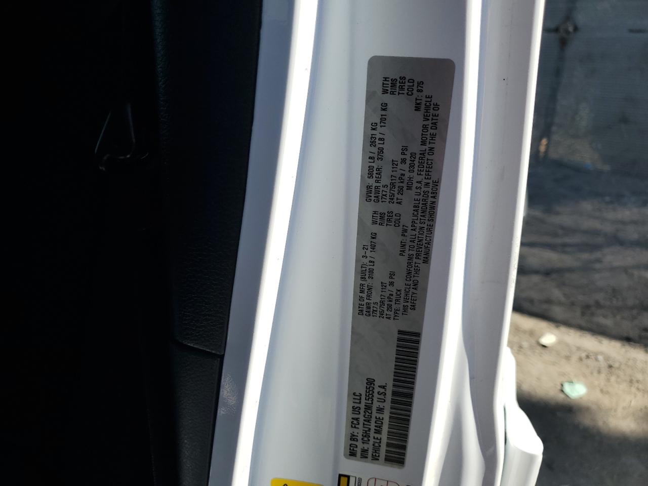 2021 Jeep Gladiator Sport VIN: 1C6HJTAG2ML555590 Lot: 92115195