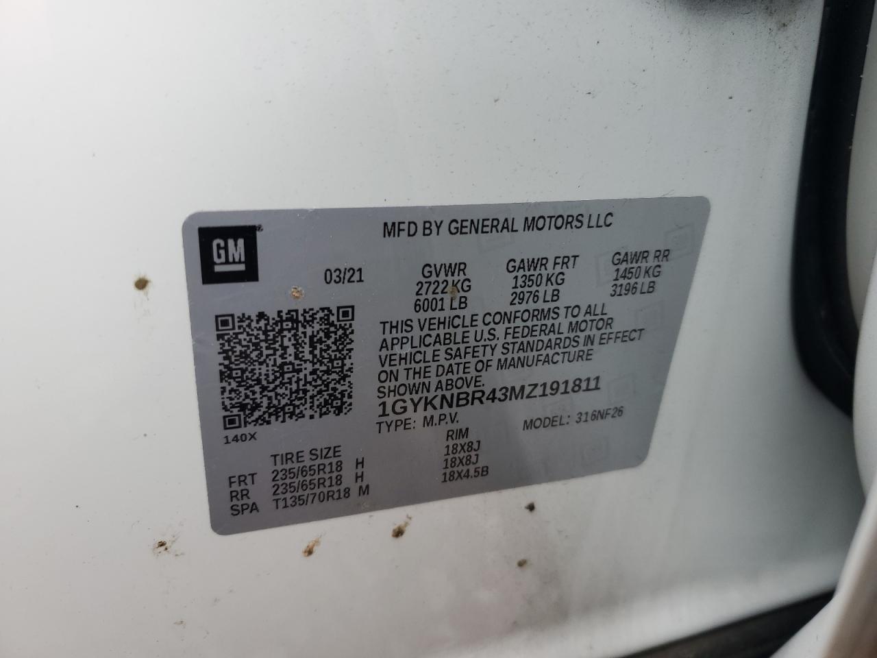 2021 Cadillac Xt5 Luxury VIN: 1GYKNBR43MZ191811 Lot: 91934545