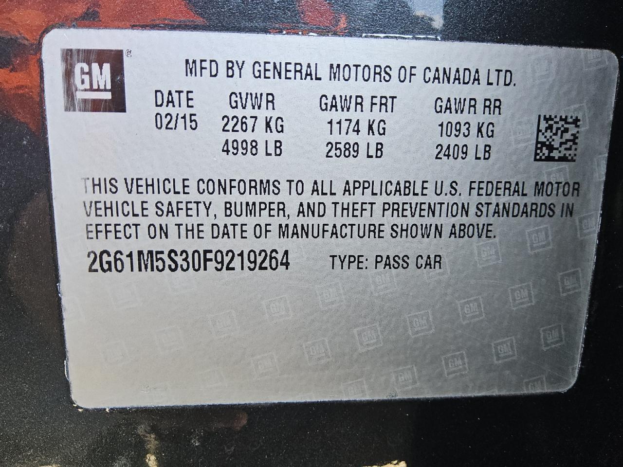 2015 Cadillac Xts Luxury Collection VIN: 2G61M5S30F9219264 Lot: 92510545