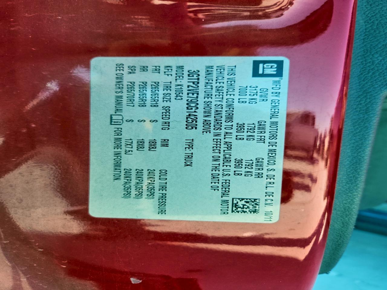 2012 GMC Sierra K1500 Sle VIN: 3GTP2VE79CG142505 Lot: 93941165