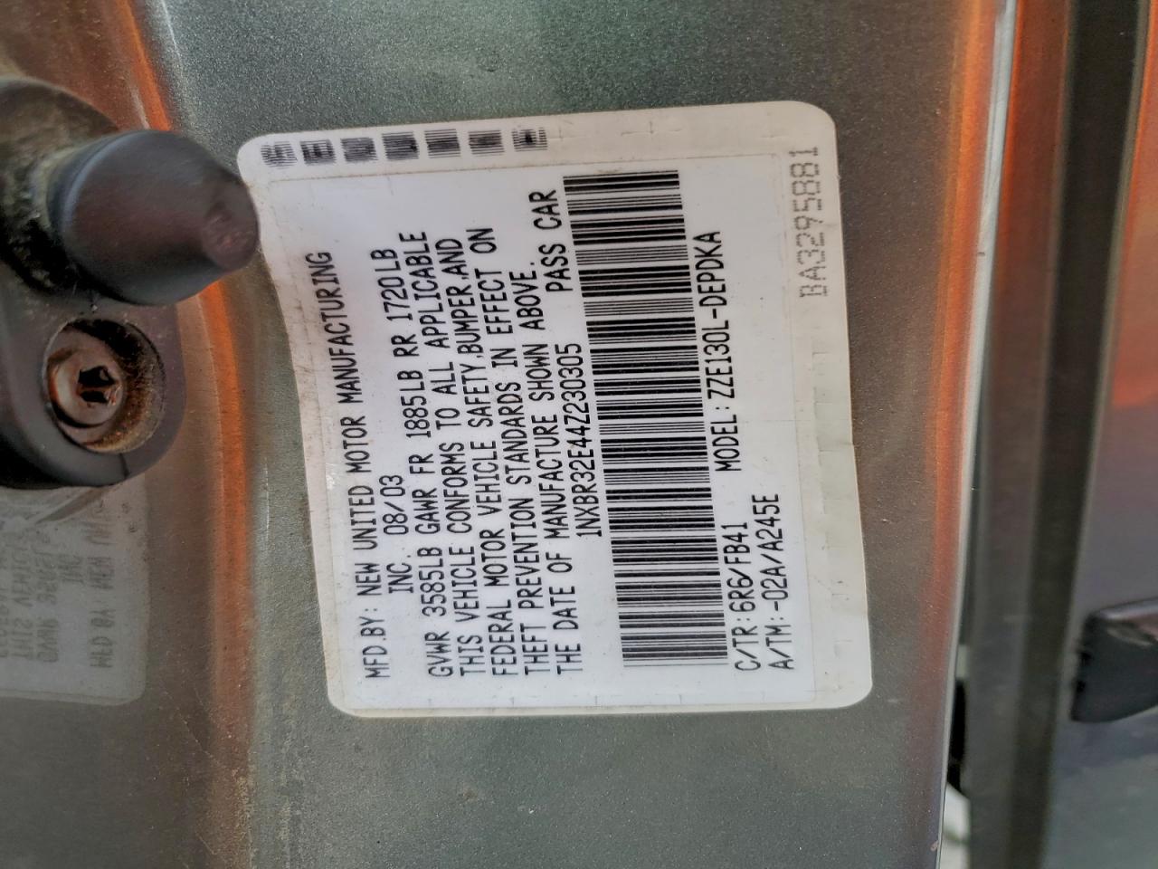 2004 Toyota Corolla Ce VIN: 1NXBR32E44Z230305 Lot: 94161465