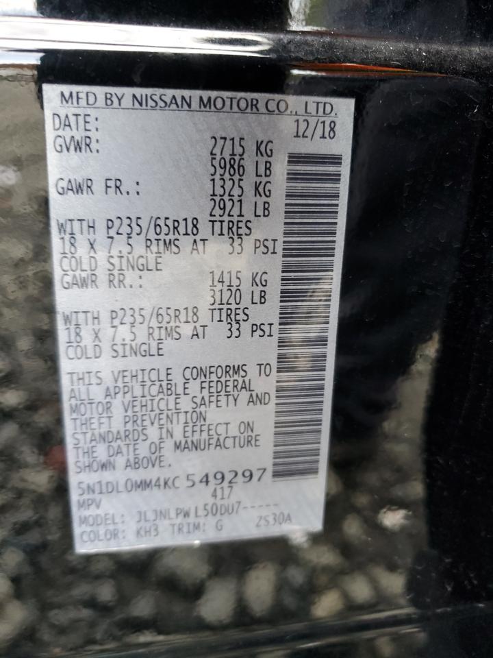 2019 Infiniti Qx60 Luxe VIN: 5N1DL0MM4KC549297 Lot: 91727565