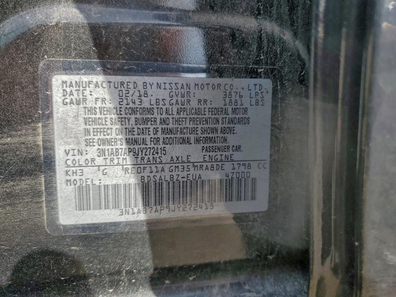 2018 Nissan Sentra S VIN: 3N1AB7AP9JY272415 Lot: 93706965