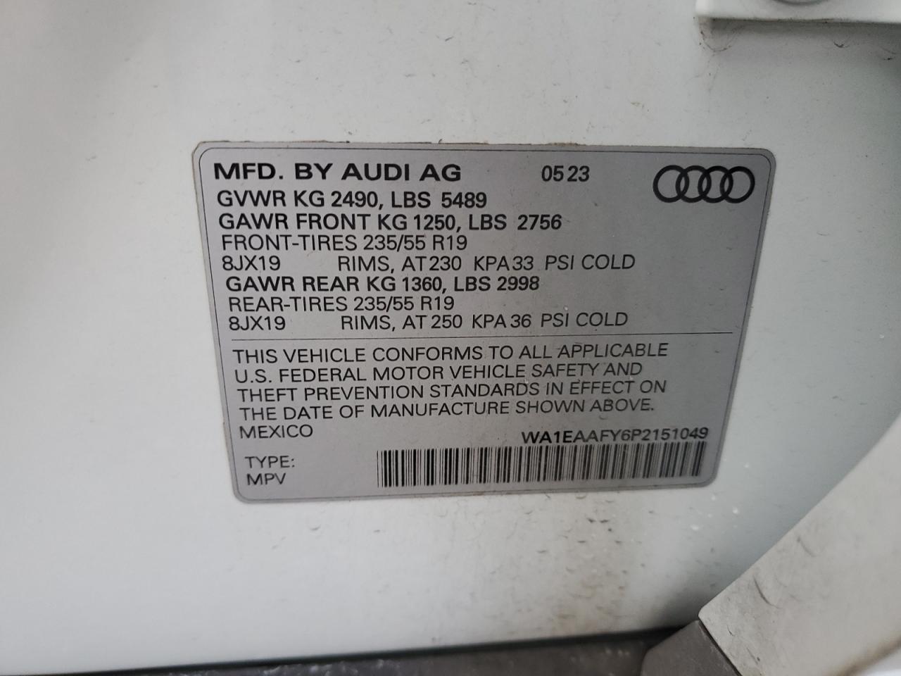 2023 Audi Q5 Premium Plus 45 VIN: WA1EAAFY6P2151049 Lot: 93701775