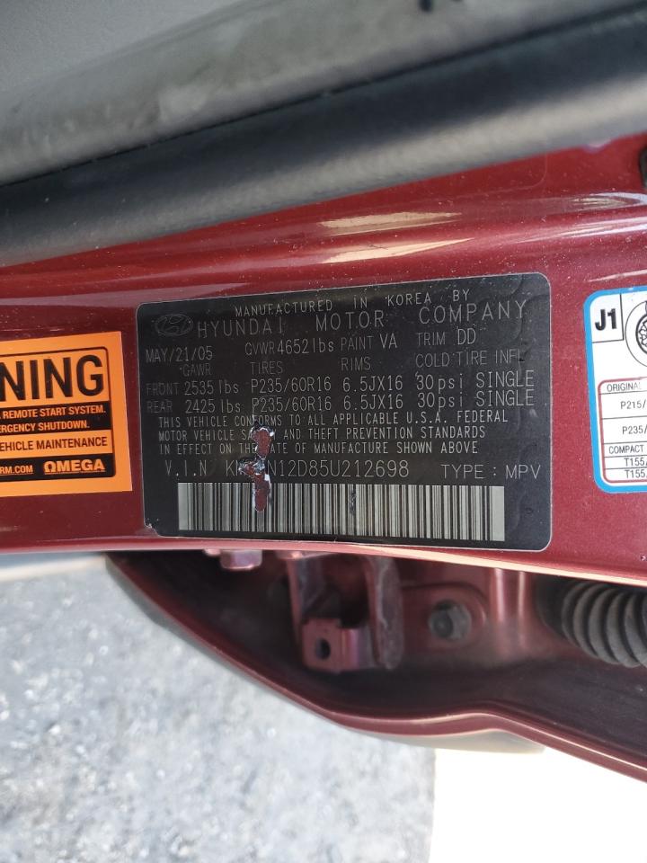 2005 Hyundai Tucson Gls VIN: KM8JN12D85U212698 Lot: 92210215