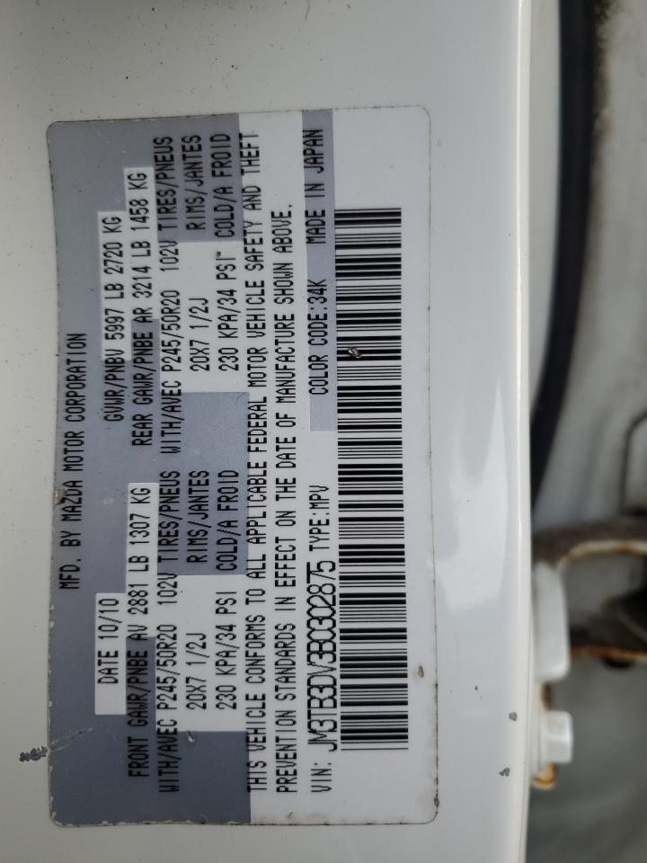 2011 Mazda Cx-9 VIN: JM3TB3DV3B0302875 Lot: 92597135