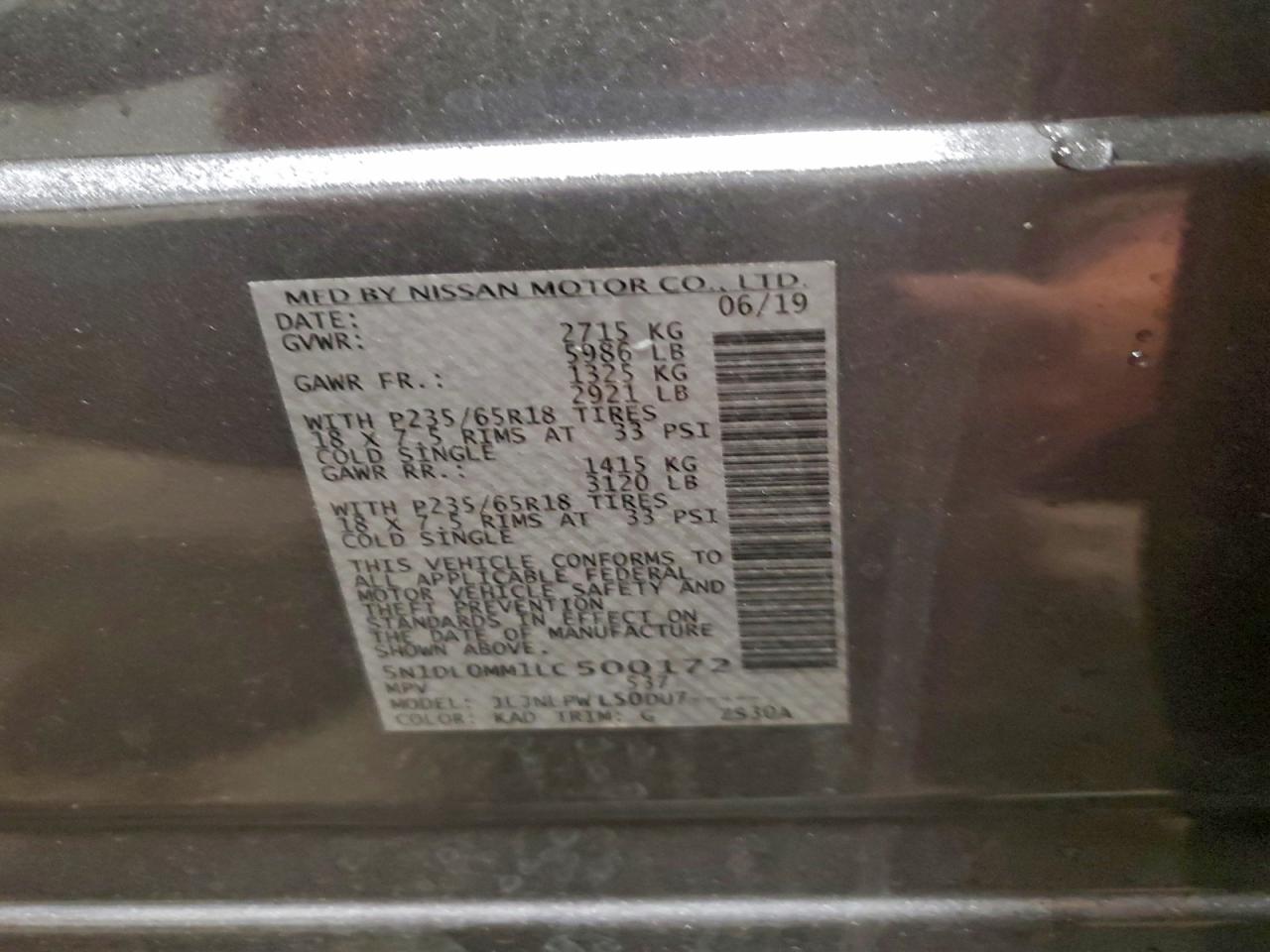 2020 Infiniti Qx60 Luxe VIN: 5N1DL0MM1LC500172 Lot: 94556685