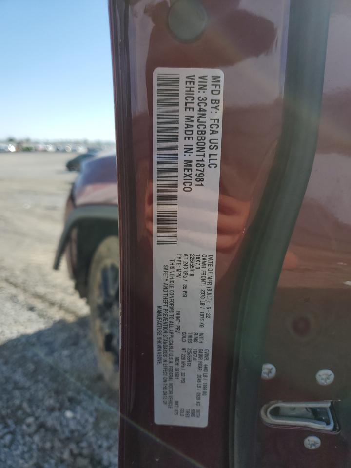 2022 Jeep Compass Latitude VIN: 3C4NJCBB0NT187981 Lot: 91175765