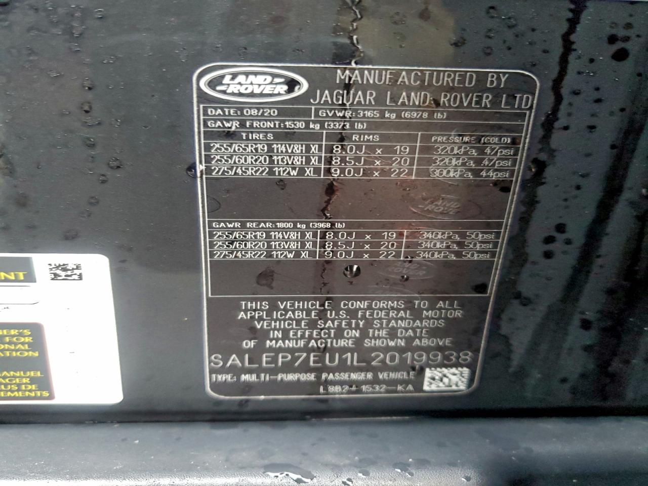 2020 Land Rover Defender 110 Se VIN: SALEP7EU1L2019938 Lot: 93662565