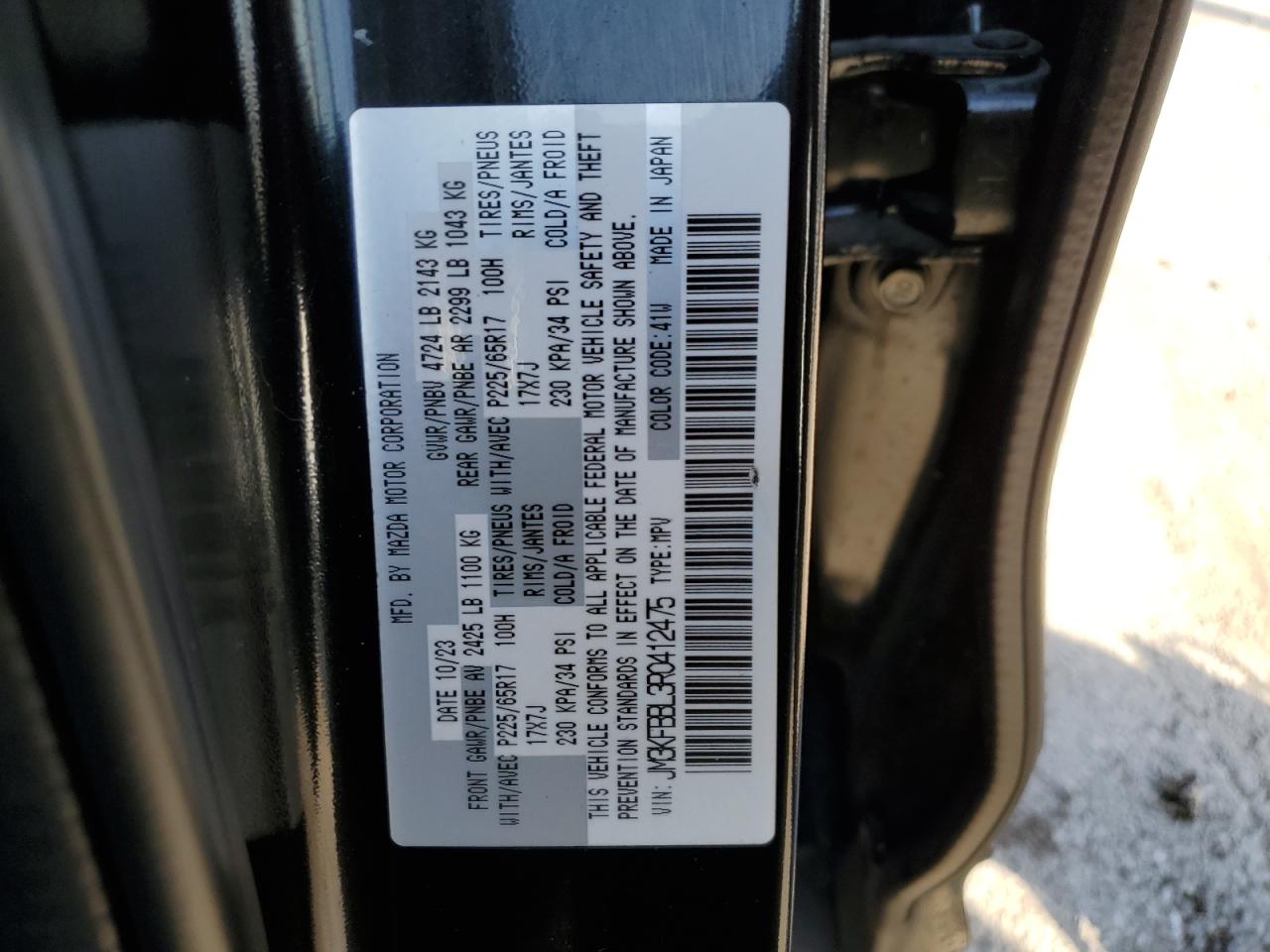 2024 Mazda Cx-5 Select VIN: JM3KFBBL3R0412475 Lot: 93029095