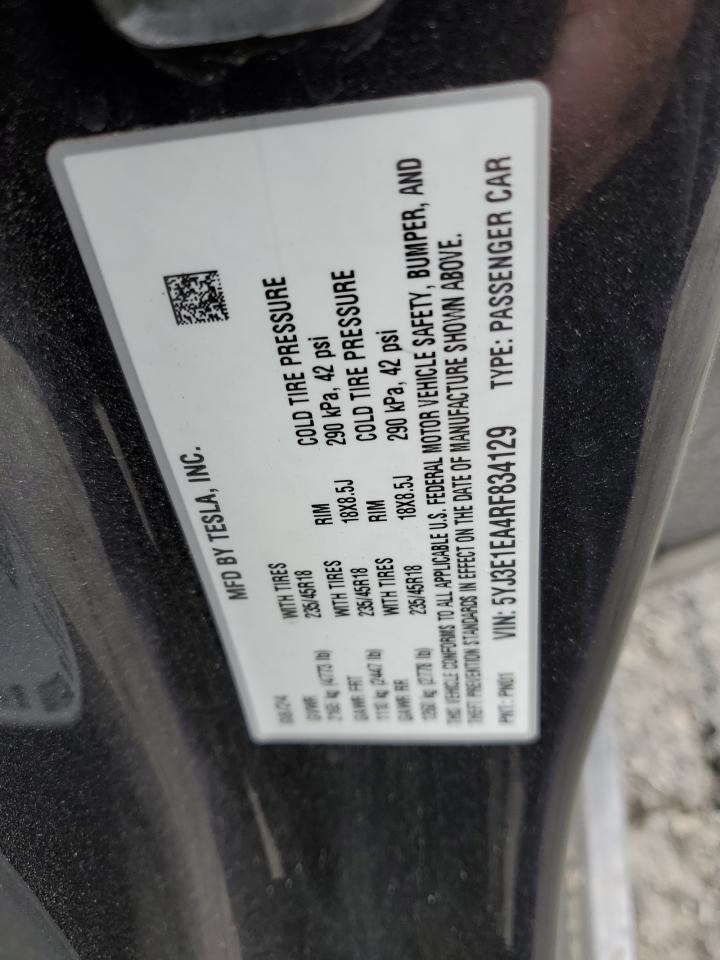 2024 Tesla Model 3 VIN: 5YJ3E1EA4RF834129 Lot: 92139395