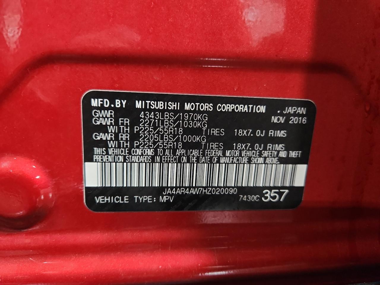 2017 Mitsubishi Outlander Sport Sel VIN: JA4AR4AW7HZ020090 Lot: 91841145