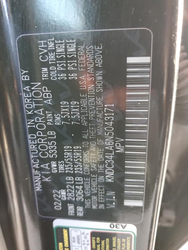 2022 Kia Ev6 Light VIN: KNDC34LA6N5043171 Lot: 91899085