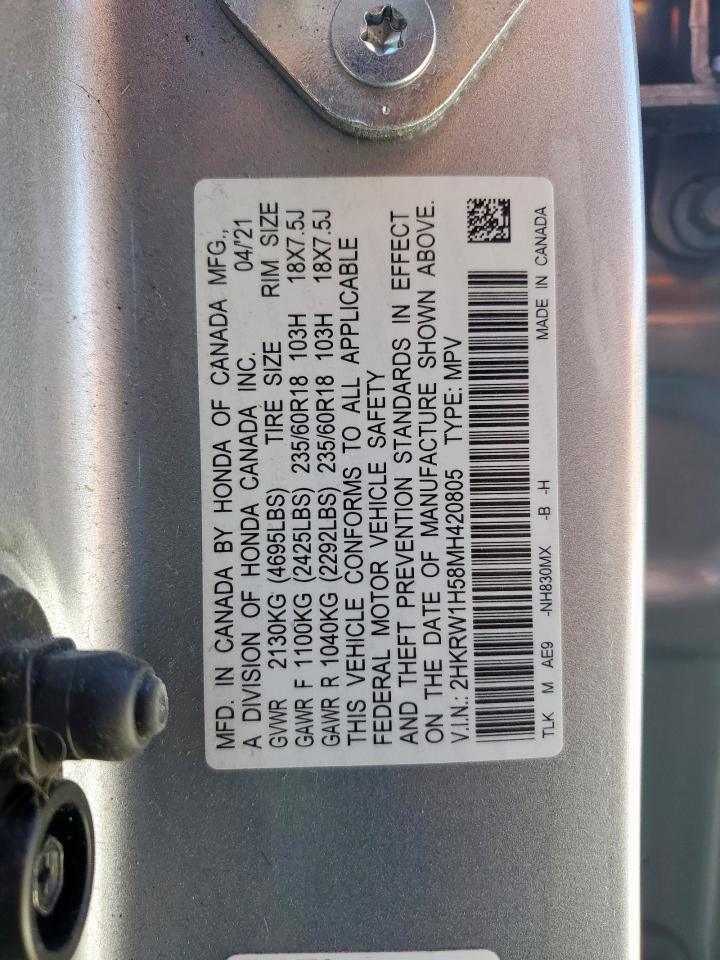2021 Honda Cr-V Ex VIN: 2HKRW1H58MH420805 Lot: 92295395