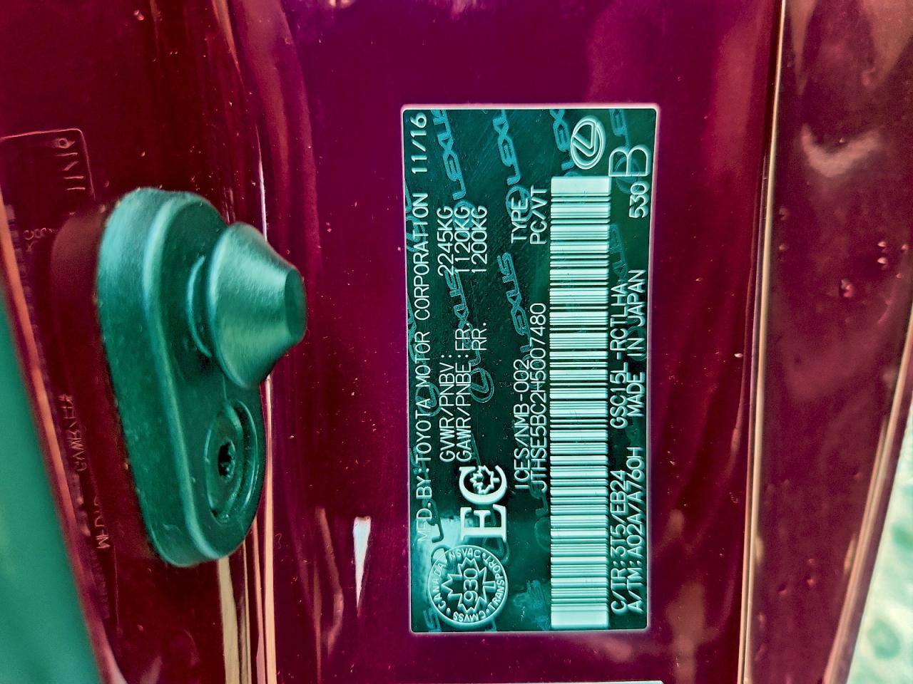 2017 Lexus Rc 350 VIN: JTHSE5BC2H5007480 Lot: 94228595