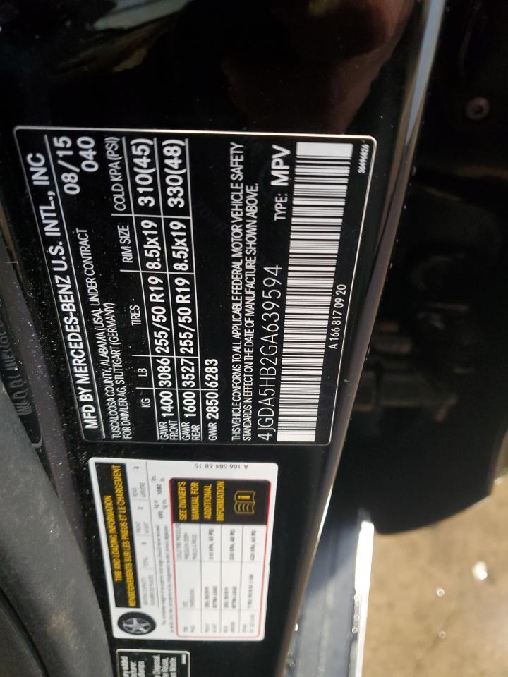 2016 Mercedes-Benz Gle 350 4Matic VIN: 4JGDA5HB2GA639594 Lot: 91904505