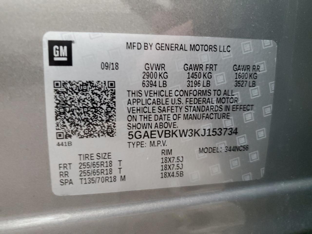 2019 Buick Enclave Premium VIN: 5GAEVBKW3KJ153734 Lot: 92708765