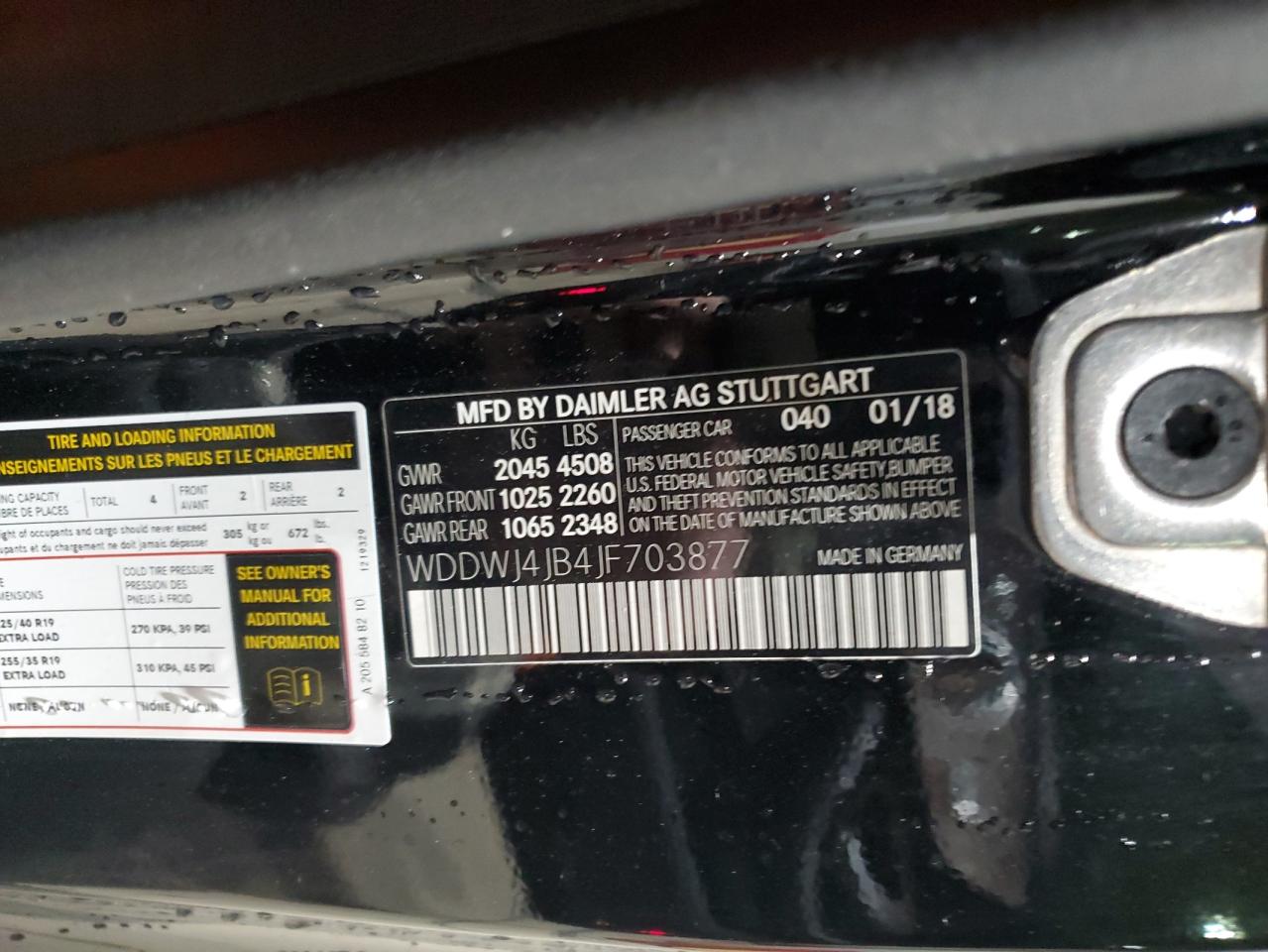 2018 Mercedes-Benz C 300 VIN: WDDWJ4JB4JF703877 Lot: 91988595