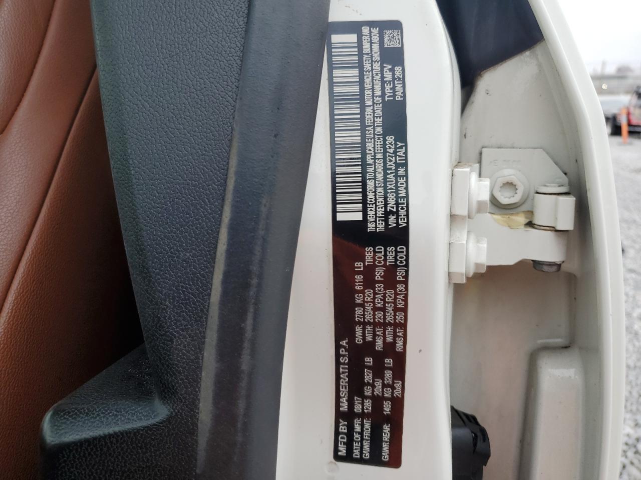 2018 Maserati Levante VIN: ZN661XUA1JX274236 Lot: 93491935