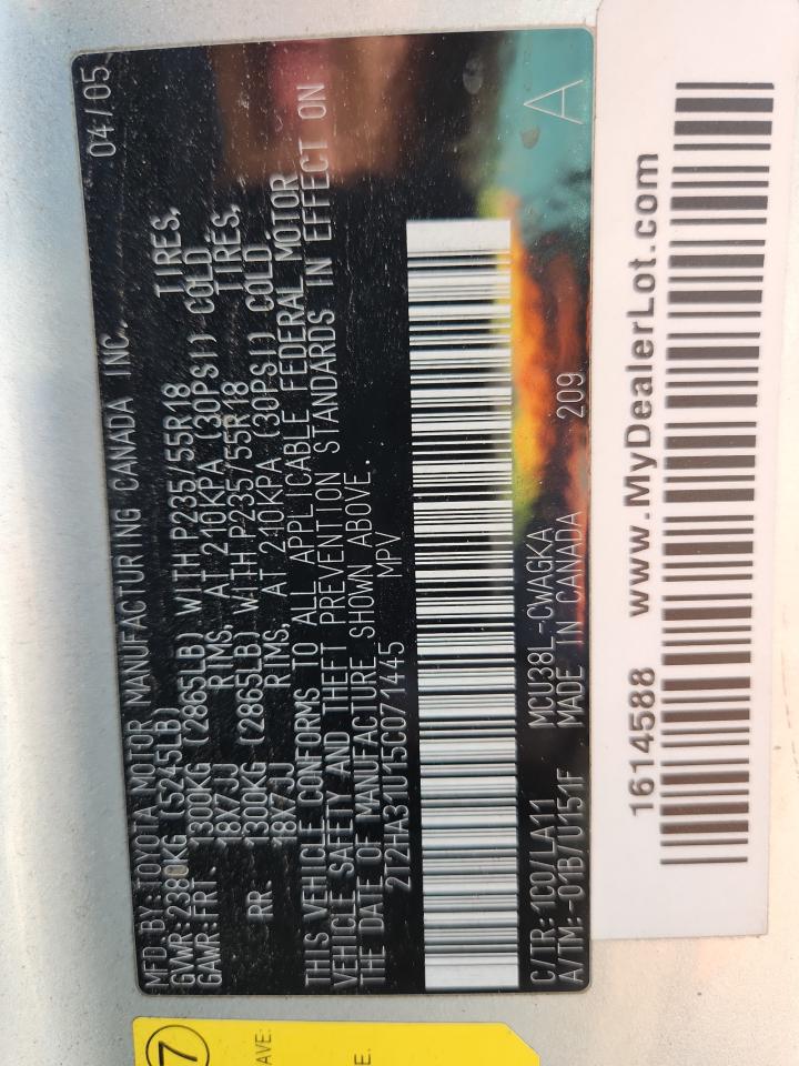 2005 Lexus Rx 330 VIN: 2T2HA31U15C071445 Lot: 91040785