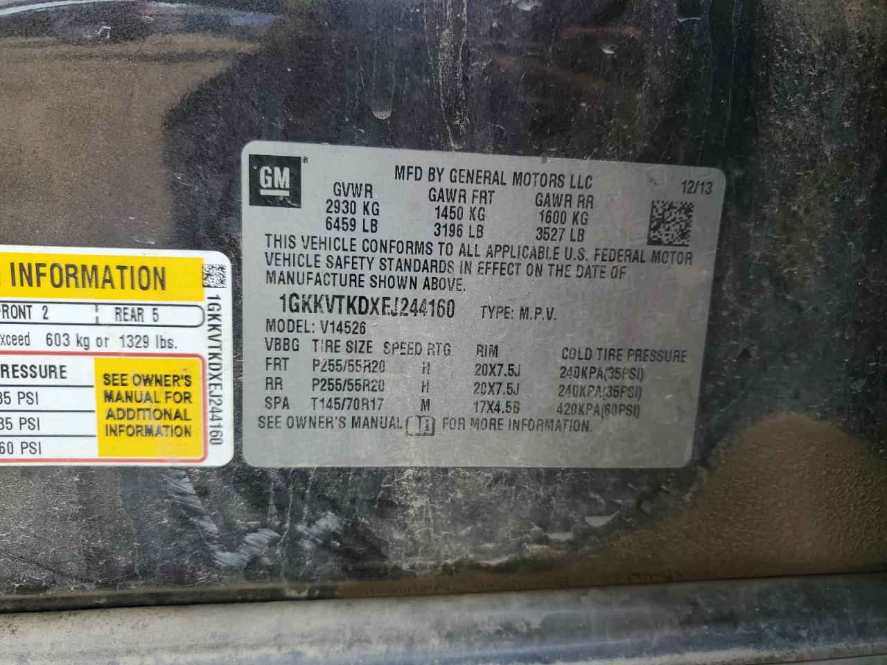 2014 GMC Acadia Denali VIN: 1GKKVTKDXEJ244160 Lot: 91387925