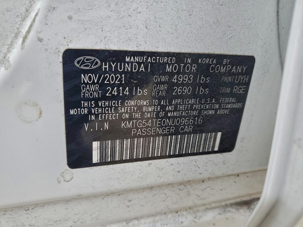 2022 Genesis G70 Base VIN: KMTG54TE0NU096616 Lot: 93891835