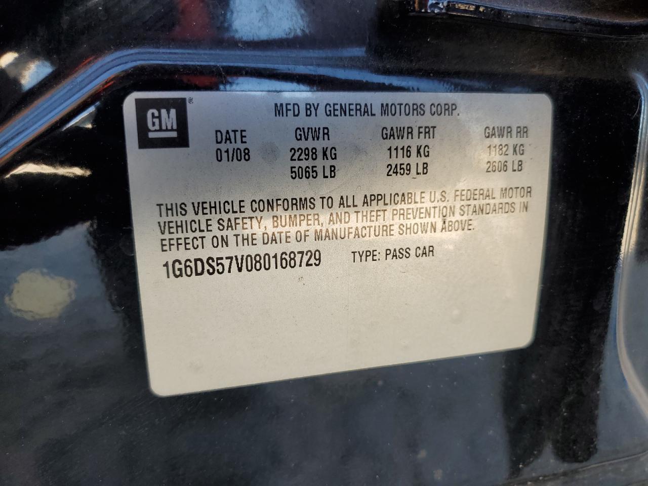 2008 Cadillac Cts Hi Feature V6 VIN: 1G6DS57V080168729 Lot: 93025995