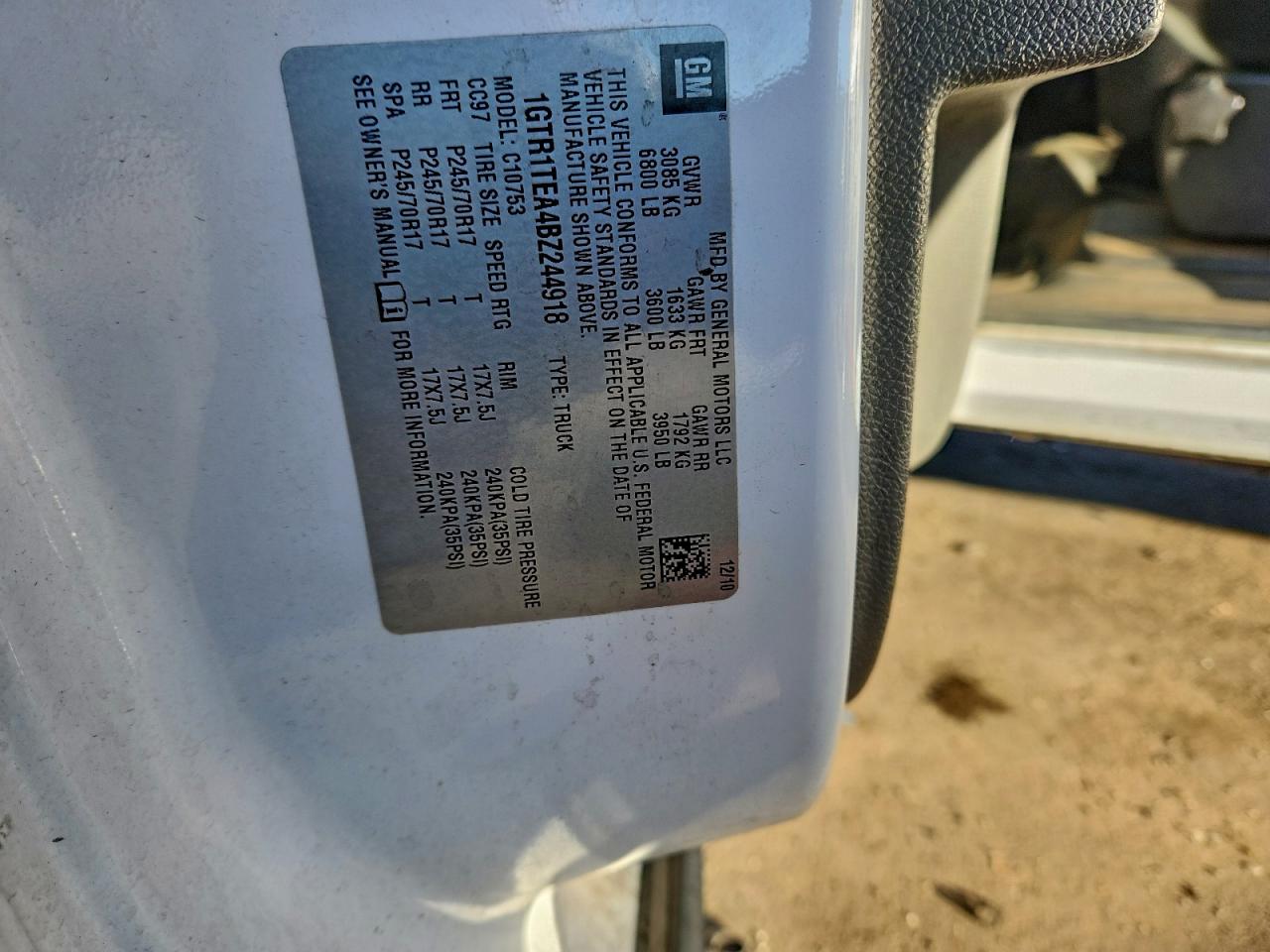 2011 GMC Sierra C1500 VIN: 1GTR1TEA4BZ244918 Lot: 93534555