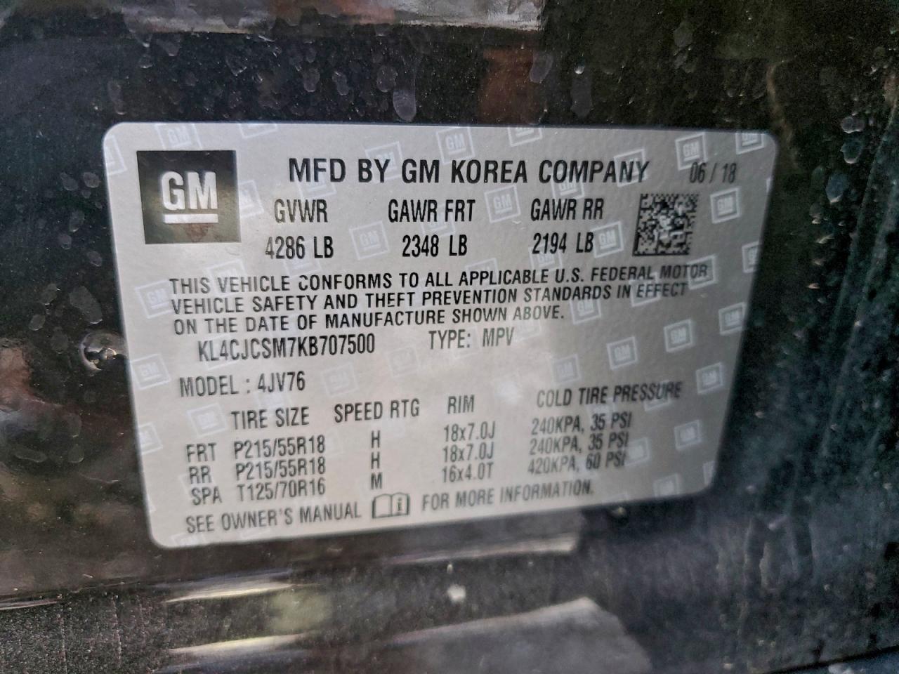 2019 Buick Encore Essence VIN: KL4CJCSM7KB707500 Lot: 94324165