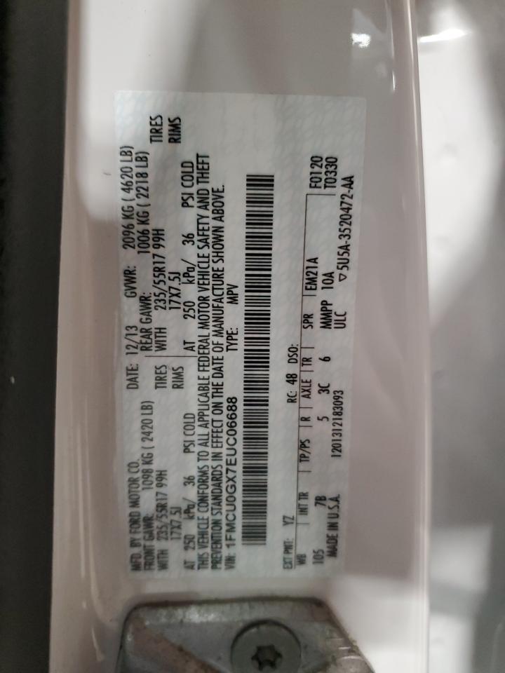 2014 Ford Escape Se VIN: 1FMCU0GX7EUC06688 Lot: 91914525