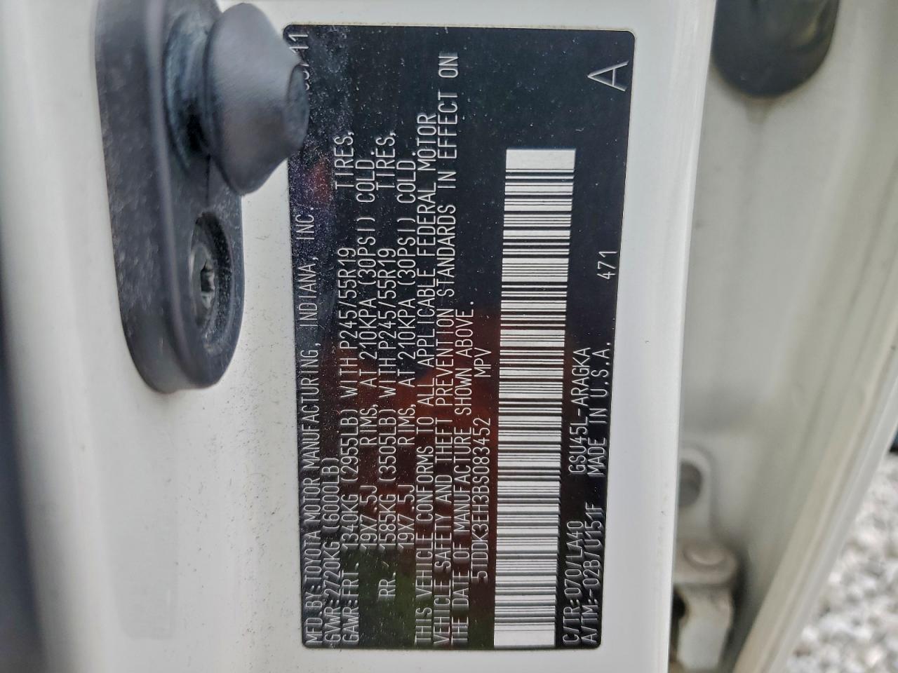 2011 Toyota Highlander Limited VIN: 5TDDK3EH3BS083452 Lot: 94167475