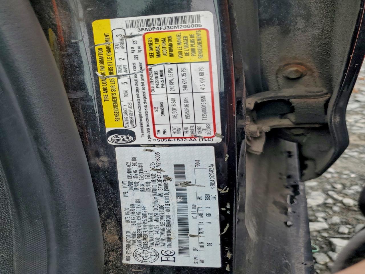 2012 Ford Fiesta Ses VIN: 3FADP4FJ3CM206005 Lot: 93631445