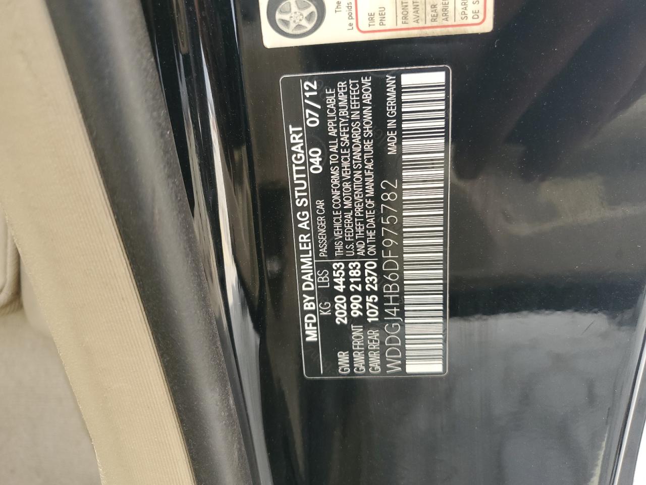 2013 Mercedes-Benz C 250 VIN: WDDGJ4HB6DF975782 Lot: 92499065