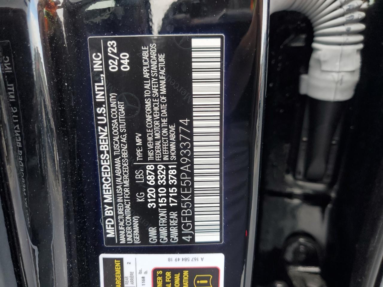 2023 Mercedes-Benz Gle 450 4Matic VIN: 4JGFB5KE5PA933774 Lot: 92822405