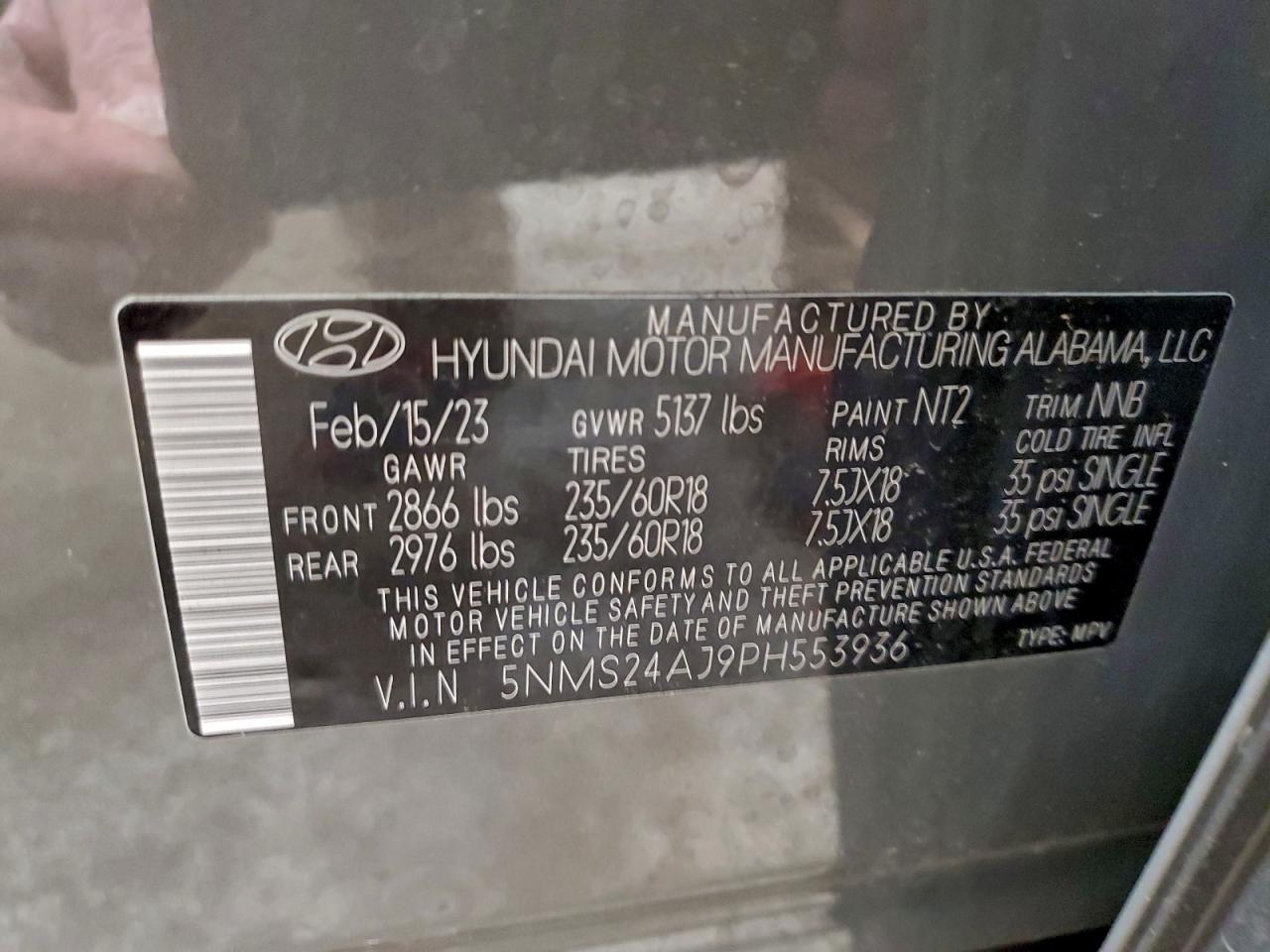 2023 Hyundai Santa Fe Sel VIN: 5NMS24AJ9PH553936 Lot: 93880805