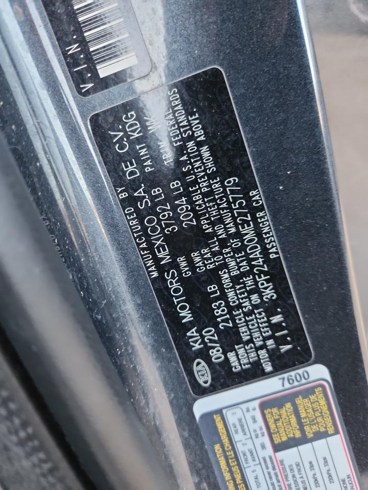 2021 Kia Forte Fe VIN: 3KPF24AD0ME275779 Lot: 91716145