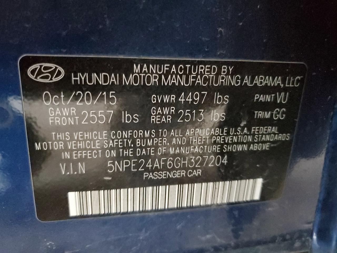 2016 Hyundai Sonata Se VIN: 5NPE24AF6GH327204 Lot: 90757085