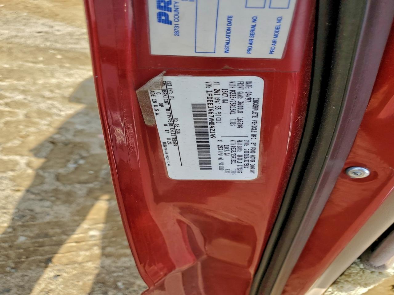 1997 Ford Econoline E150 Van VIN: 1FDEE1467VHB42149 Lot: 94298505