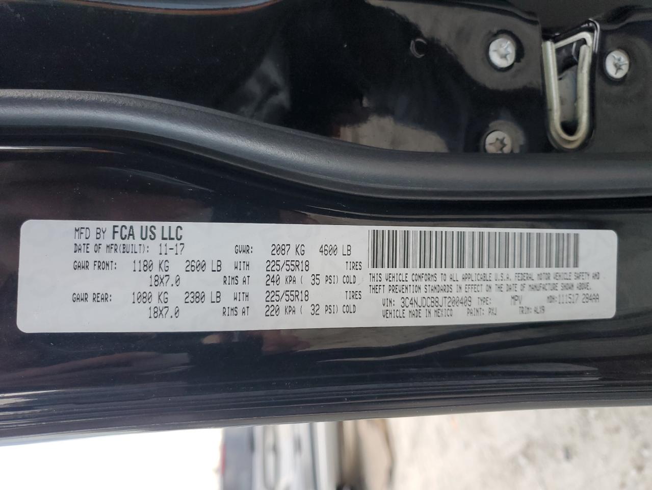 2018 Jeep Compass Limited VIN: 3C4NJDCB8JT200409 Lot: 87081175