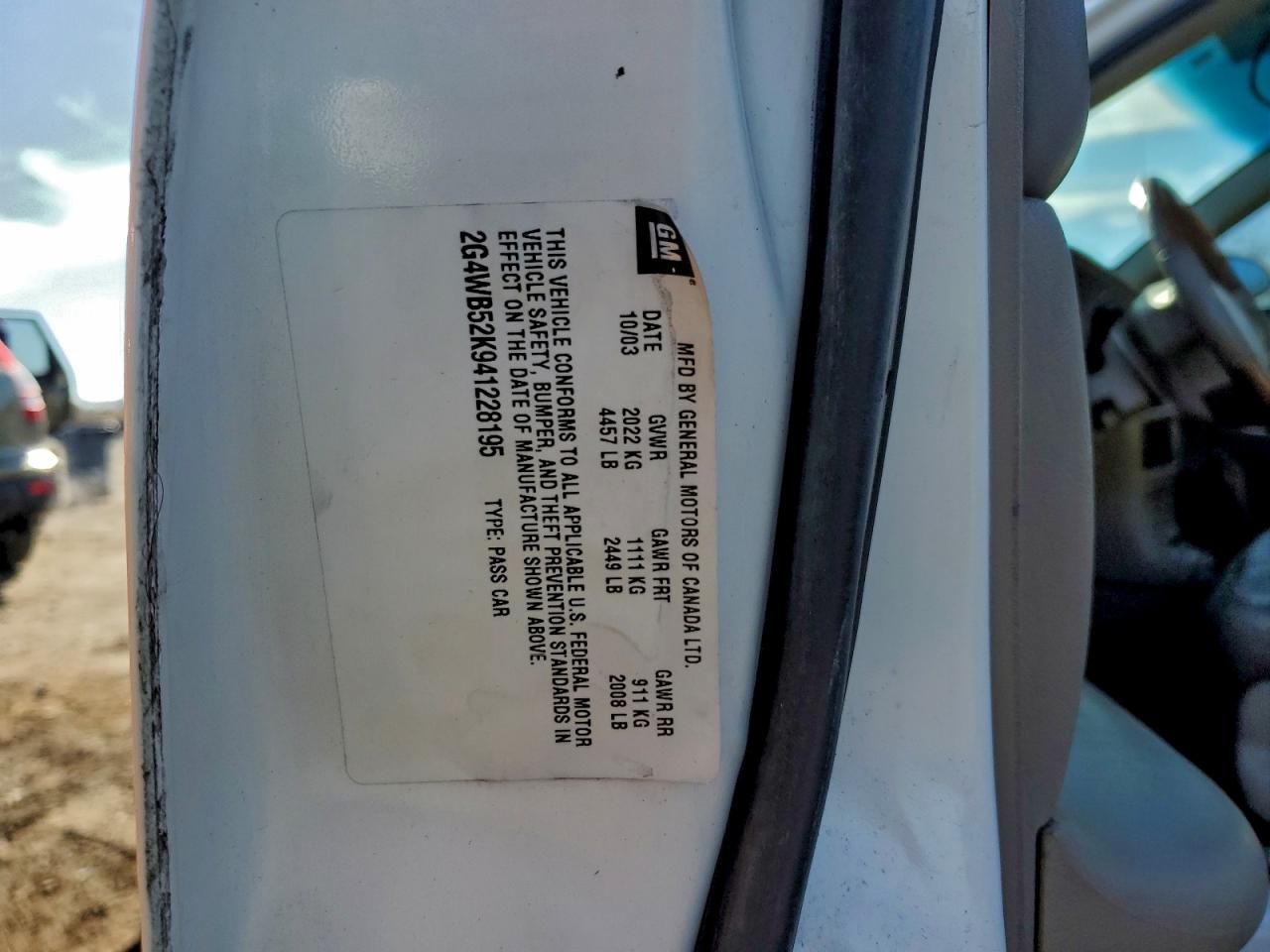 2004 Buick Regal Ls VIN: 2G4WB52K941228195 Lot: 93391575