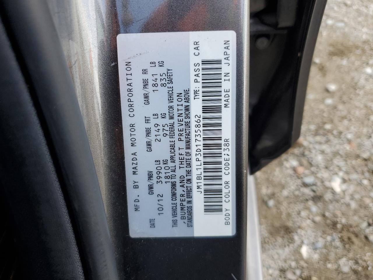 2013 Mazda 3 I VIN: JM1BL1LP3D1735862 Lot: 90099495