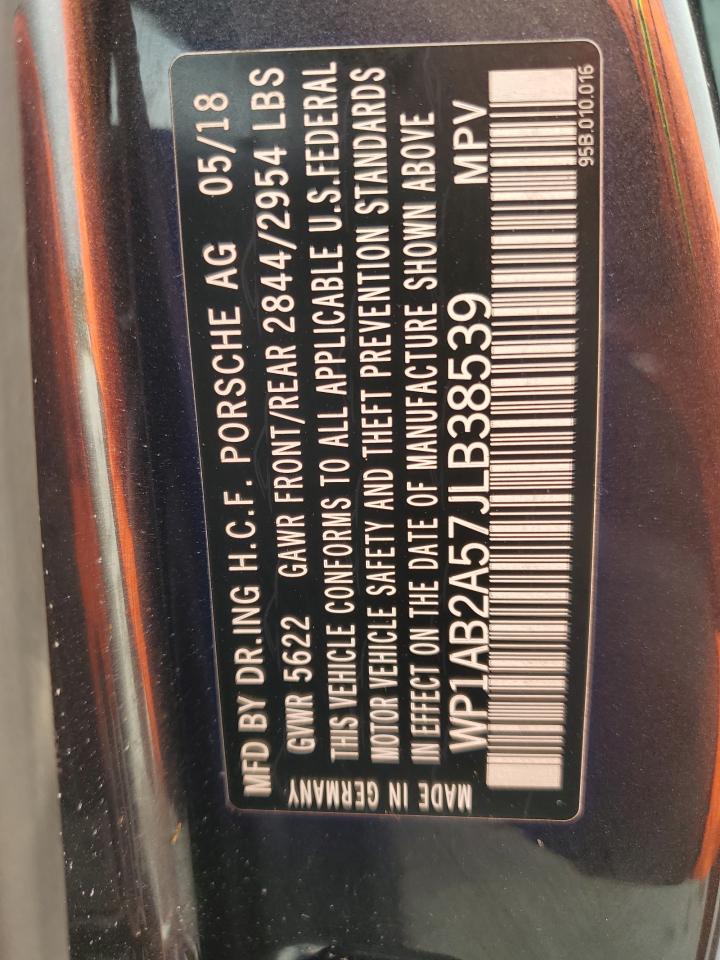 2018 Porsche Macan S VIN: WP1AB2A57JLB38539 Lot: 92031985