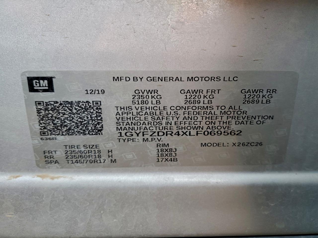 2020 Cadillac Xt4 Premium Luxury VIN: 1GYFZDR4XLF069562 Lot: 93421905