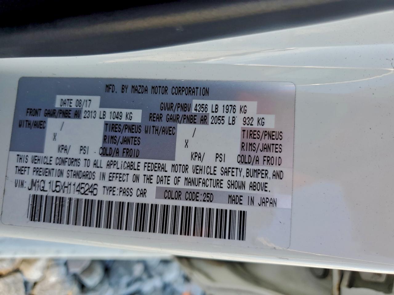 2017 Mazda 6 Sport VIN: JM1GL1U5XH1145246 Lot: 94214985