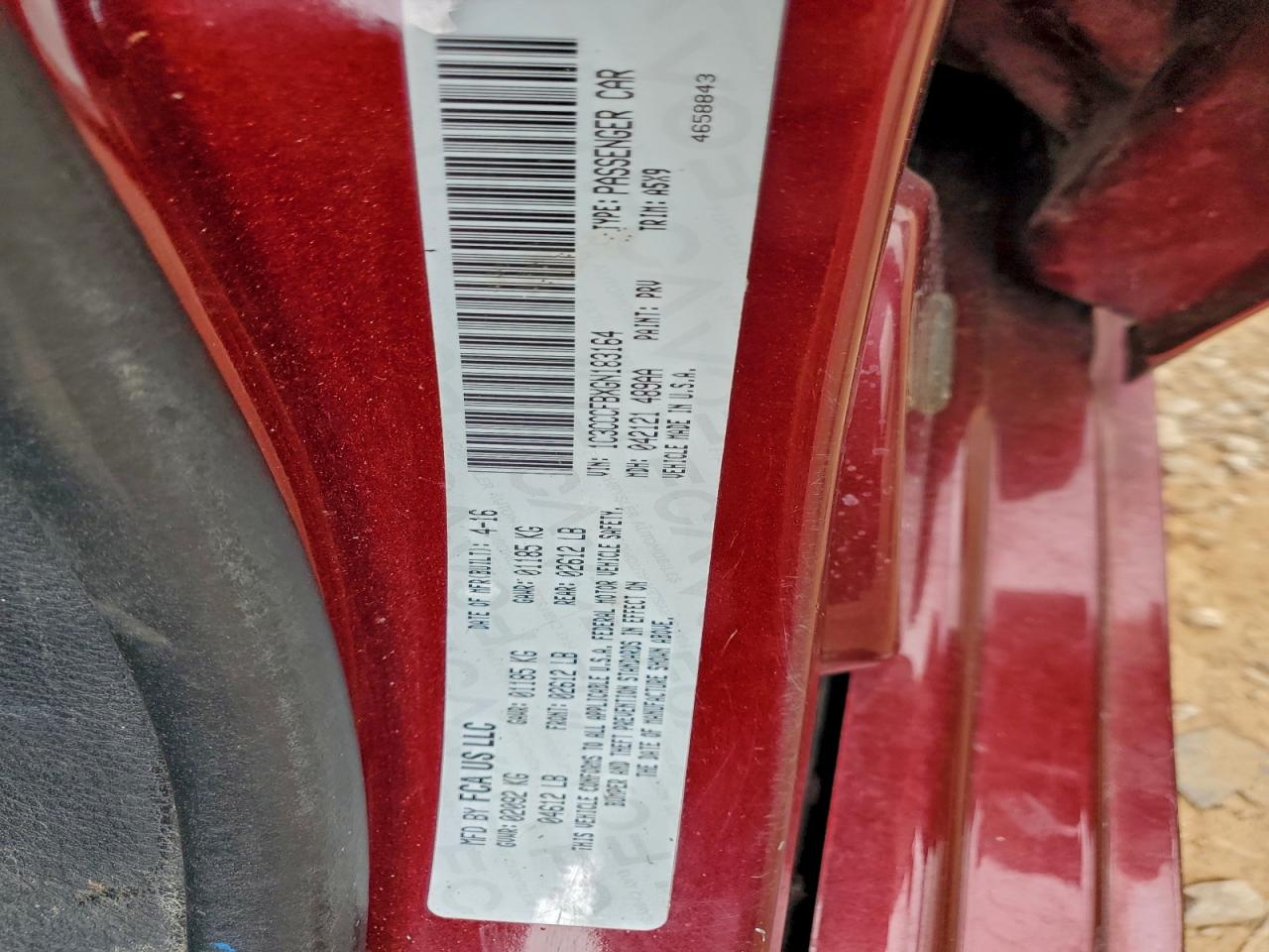 2016 Chrysler 200 Lx VIN: 1C3CCCFBXGN183164 Lot: 91679535