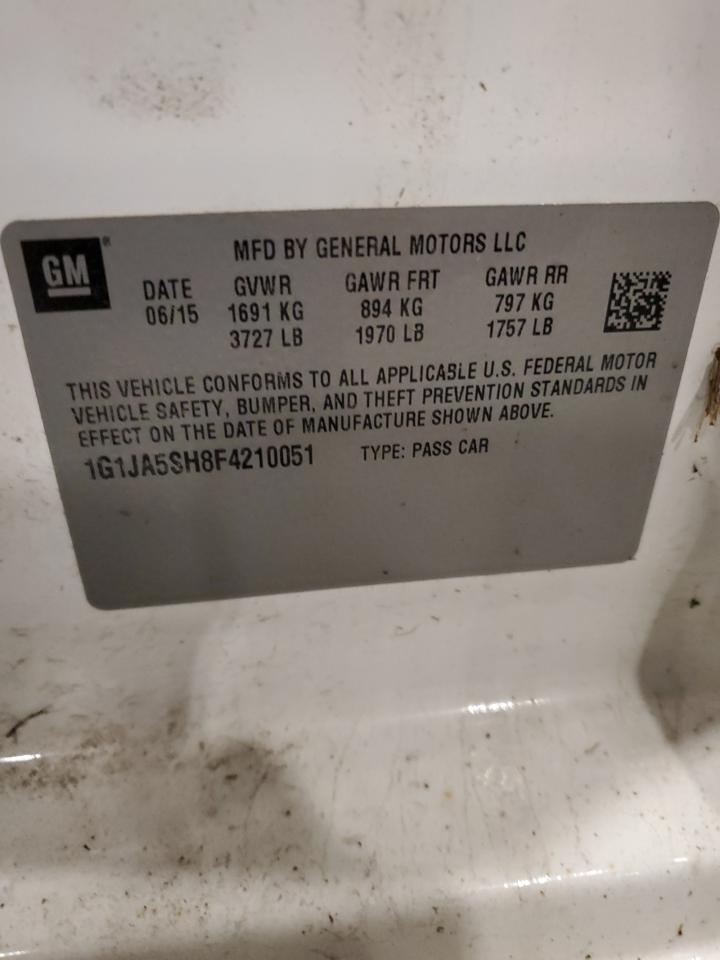 2015 Chevrolet Sonic Ls VIN: 1G1JA5SH8F4210051 Lot: 91729425