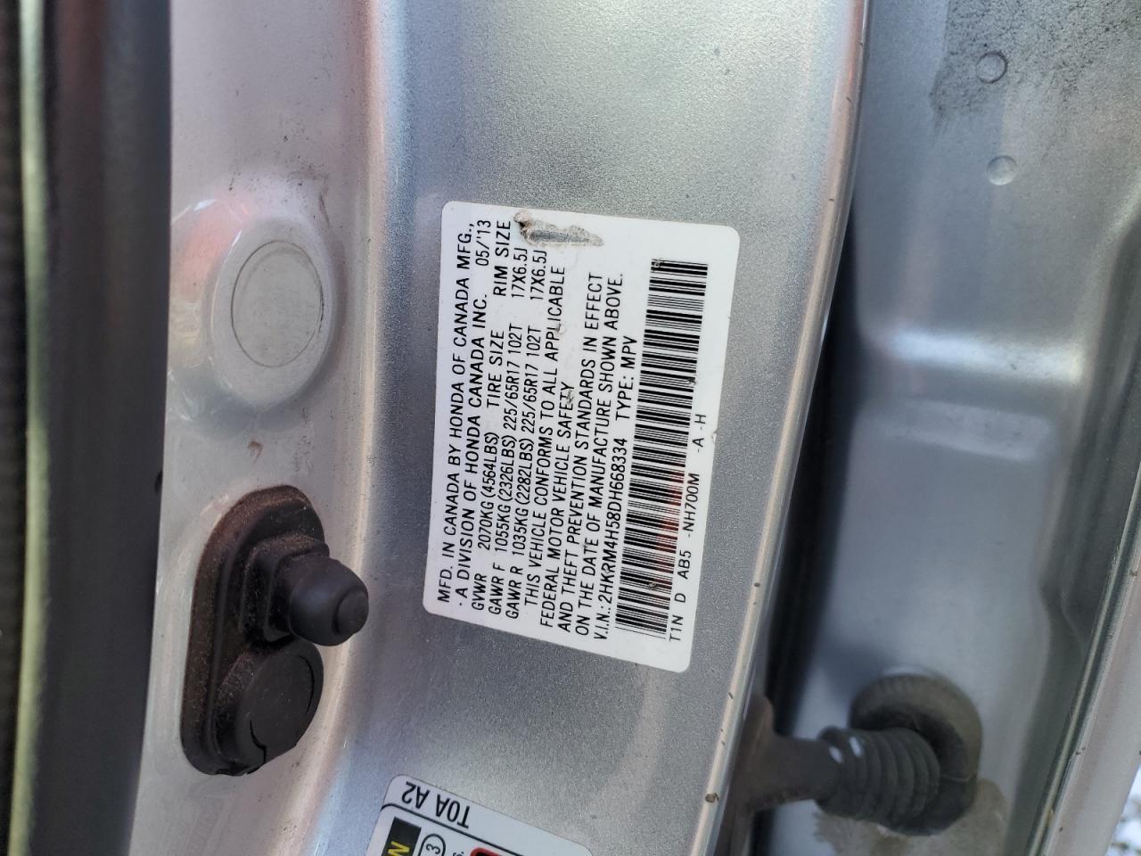 2013 Honda Cr-V Ex VIN: 2HKRM4H58DH668334 Lot: 91433785