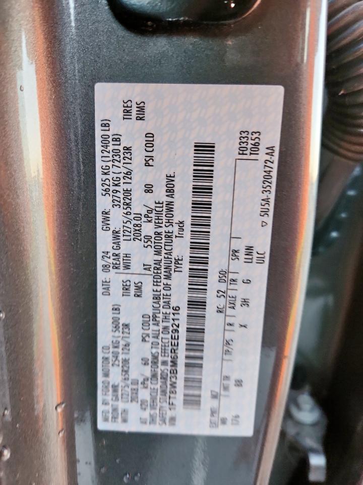 2024 Ford Super Duty F-350 W/S VIN: 1FT8W3BM6REE92116 Lot: 92265985