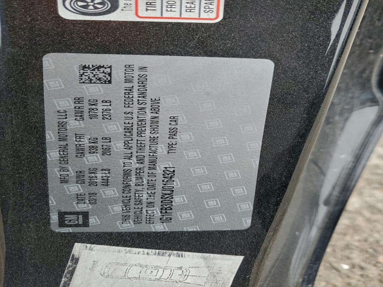 2018 Chevrolet Camaro Lt VIN: 1G1FB3DSXJ0164321 Lot: 93395965